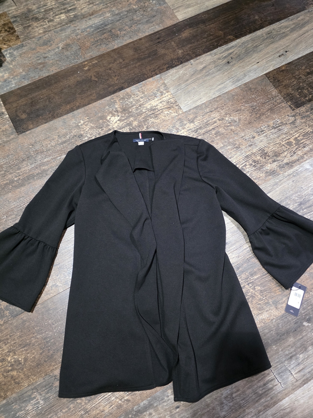 Tommy Hilfiger Black Open-Front Cardigan with Bell Sleeves
